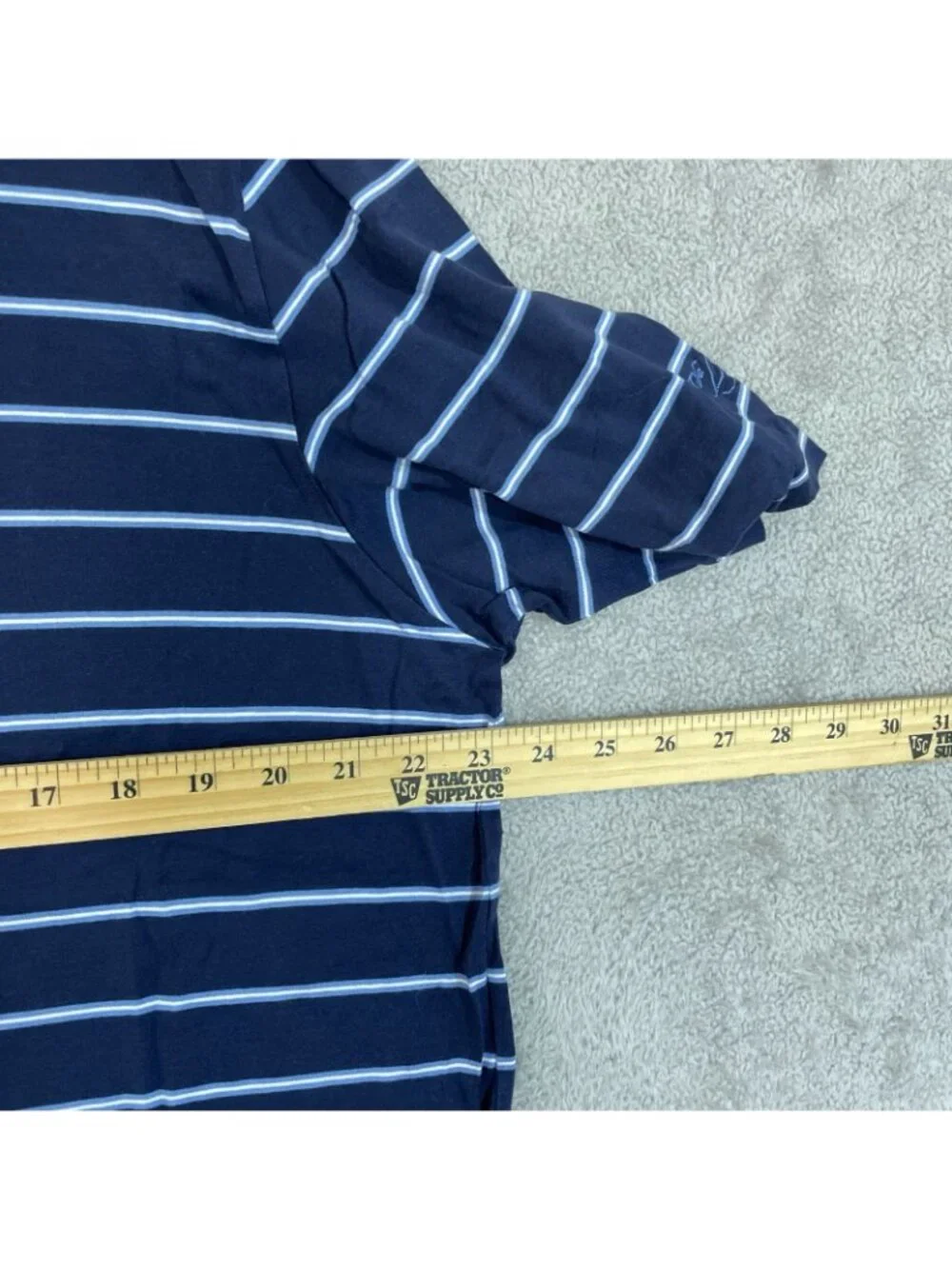 Polo Golf Ralph Lauren Men's L Navy & White Striped Polo Shirt F1338